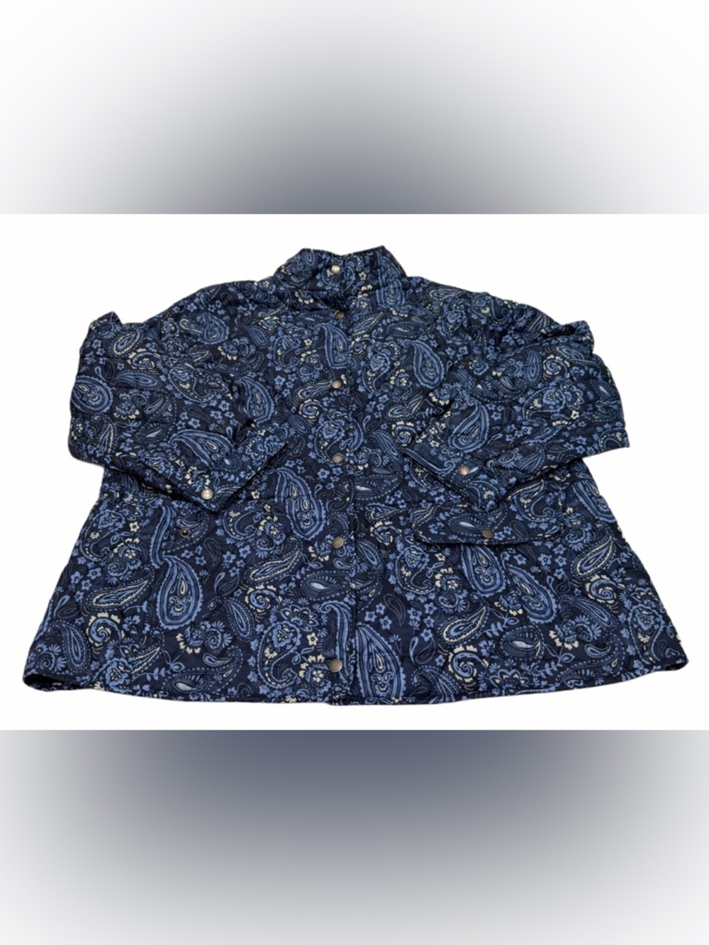 Talbots Plus Quilted Paisley Blue Lightweight Polyester Womens‎ Jacket Size 2X
